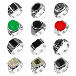 RENSINO Brass Silver 925 Men Rings 14K 18K 24K Gold Glue Geometric Rhodium Plated Fine Jewelry Men Rings