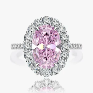 RENSINO Bridal Pink Yellow Carbon Lab Diamond Ice Out Zirconia Engagement Wedding Band Ring 925 Sterling Silver Jewelry for Women