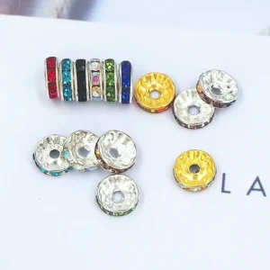 RENSINO Bright Silver Plated Czech Rhinestone Loose Crystal Charm Beads for Jewelry Making DIY Bracelets Necklaces Spacer Beads