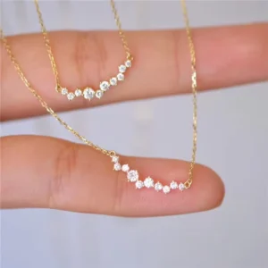 RENSINO Brilliant Classical Smile Shape Cubic Zirconia Pendant Necklace 925 Sterling Silver Bling Bling Diamond CZ Necklace