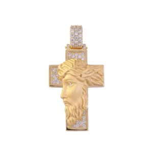 RENSINO Brilliant Cut Moissanite Cross Jesus Pendant Hip hop Style 925 Sliver Necklace Rhodium Plated Sterling Silver GRA Certified