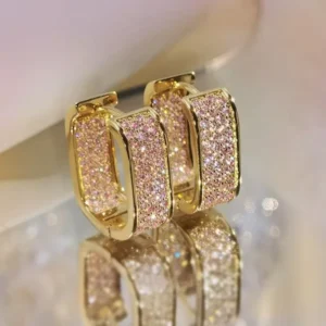 RENSINO Brilliant Zircon Shining Hoop Earrings Women Luxury Party Wedding Silver Gold Rose Gold Plated Earring