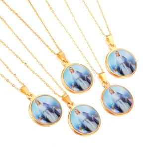 RENSINO Buddhist Religious Pendant Necklaces Women Children Ason Steel 18K Gold Plated Stainless Steel Trendy Necklace