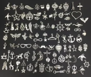 RENSINO Bulk Charm for Jewelry Making Silver Charms Mixed Silver Metal Charms Pendants DIY for Necklace Bracelet Jewelry