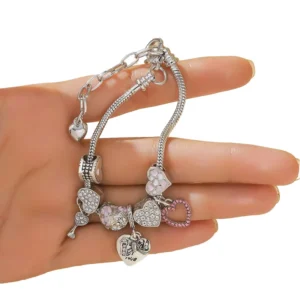 RENSINO Bulk Children’s DIY Beaded Charm Engraved Bracelets Fine Silver Gold Stainless Steel Jewelry Clover Bangle