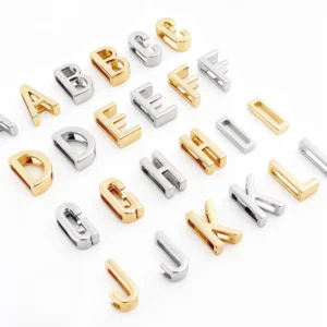 RENSINO Bulk Custom Name Slider Charms Metal Alphabet Number Charms for Pet Accessories Jewelry and Fashion Bands