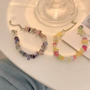 RENSINO Bulk Fashion Jewelry for Girls Designer Elegant Sweet Chain Colorful Crystal Stone Adjustable Bead Charm Bracelet