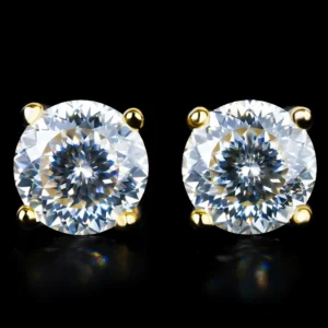 RENSINO Bulk Women Brilliant Jewelry Portuguese Cut Moissanite Screw Back Stud Earrings Mossanite Diamond 925 Sterling Silver