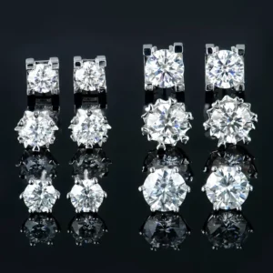 RENSINO Bulk Women Fashion Jewelry Small Cute 925 Silver Lab Grown Gemstone Moissanite Mossanite Diamond Stud Earring Set