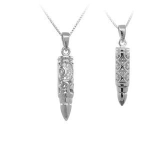 RENSINO Bullet Design Sterling Silver 925 Engrave Pendant Jewelry Making Supplies for Men Women