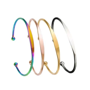 RENSINO C-Shape Stainless Steel Women’s Diamond Charm Bracelets Rose Gold Plated 18cm Fashionable Classic Christian