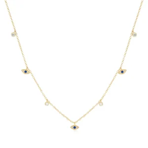RENSINO CANNER S925 Silver Star Small Pendant Zircon Clavicle Necklace Devil Eye Round Zircon Charms Necklace 18k Gold Plated
