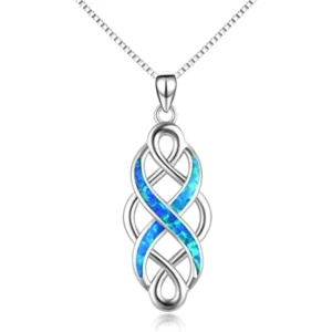 RENSINO CAOSHI Manufacture Blue Opal Necklace 925 Sliver Plated Unique Twist Rope Box Chain Pendant Necklace for Women Girls