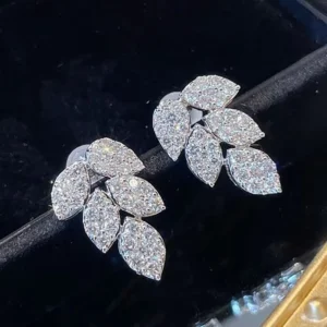 RENSINO CAOSHI New Jewelry Silver Plated Micro Pave Zircon Crystal Leaf Drop Earings Women Wedding Designer Earrings