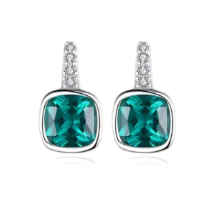 RENSINO CZCITY New Classic Earring Emerald Handmade Jewelry AAA Cubic Zircon Bezel Setting Earrings For Women