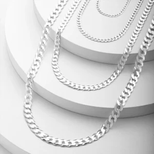 RENSINO Cadena De Plata Made in Italy Durable Genuine 925 Sterling Silver Diamond Cut Curb Link Chain Choker Necklace for Men Women