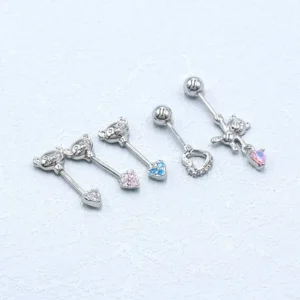 RENSINO Cartoon Bear Inset Rhinestone Earrings High Grade Stainless Steel Piercing Niche Light Luxury Exquisite Ear Bone