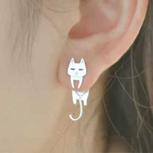 RENSINO Cat and Fish Earring 925 Sterling Silver Earrings With High Quality Trendy Jewelry