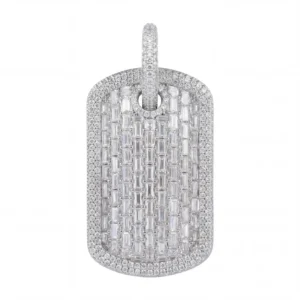 RENSINO Certified Hip Hop Party Gold Plated Iced Brilliant Cut VVS Moissanite Brass Square Medal Charm Pendant