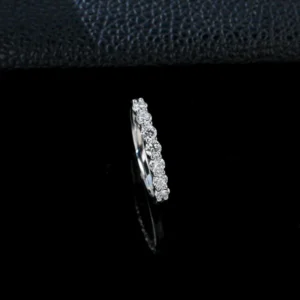 RENSINO Certified Moissanite Unisex Brilliant Cut Prong Set Trendy Eternity Band Ring Sterling Silver Gold Plated