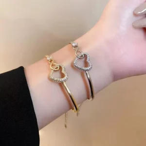 RENSINO Chain Heart Hollow Bracelet Light Luxury Trendy Temperament High end Design Women’s Bracelet Factory Direct Sales