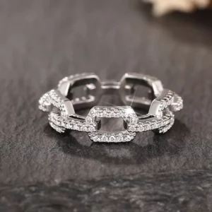 RENSINO Chain-Style All Zirconia Eternal Women s Silver Plated Wedding Ring