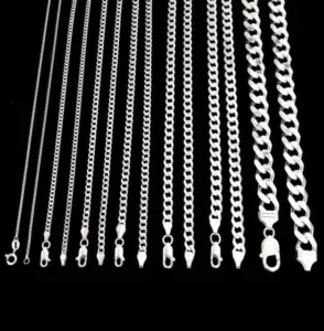 RENSINO Chains Jewelry Rope Curb Silver Chains Jewelry for Men Sterling Silver Gold Plated 925 Silver Necklace Making