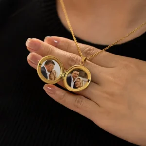 RENSINO Charm Necklaces Hypoallergenic Jewelry 316l Stainless Steel 18k PVD Gold Plated Photo Necklace Pendant for Women