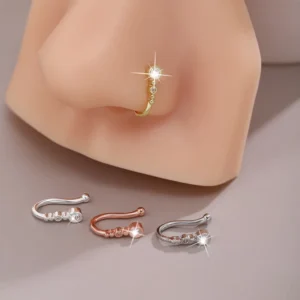 RENSINO Charm No Piercing Copper Inlaid Zircon U shaped Nose Clip False Nose Ring Female No Piercing Beautiful Piercing Jewelry