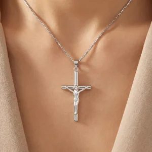 RENSINO Charm Pendant Religious Christian Cross God Pendant 925 Sterling Silver Rhodium Plated Gift Fine Jewelry
