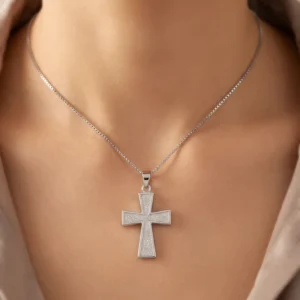 RENSINO Charm Pendants Rhodium Plated Cubic Zirconia Christian Cross God Retro 925 Sterling Silver Fine Jewelry