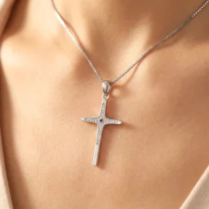 RENSINO Charm Pendants Rhodium Plated Cubic Zirconia Cross Christian God Retro 925 Sterling Silver Fine Jewelry Unisex