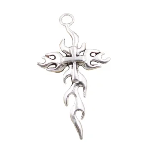 RENSINO Charms Cross Flames Fire 64x36mm Tibetan Silver Color Pendants Antique Jewelry Making DIY Handmade Craft
