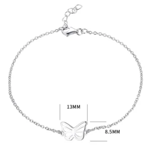 RENSINO Charms Women Jewelry Custom Butterfly 925 Sterling Silver Butterfly Anklet Chain