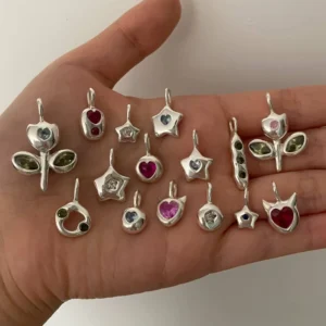 RENSINO Chic DIY Custom Zircon Pendant Stainless Steel Charms Silver Charms for Jewelry Making Waterproof Hypoallergenic and Non Fading