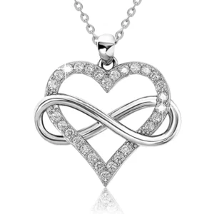 RENSINO Chic Heart Design Cubic Zircon Necklace Women Wedding Party Silver Plated Infinity Shaped Pendant Necklaces