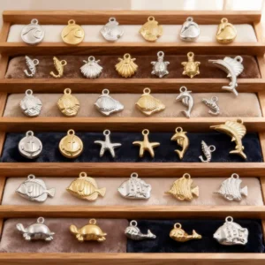 RENSINO Children’s 304 Stainless Steel Animal Charm Fish Dolphin Turtle Pendant with Gold Plating