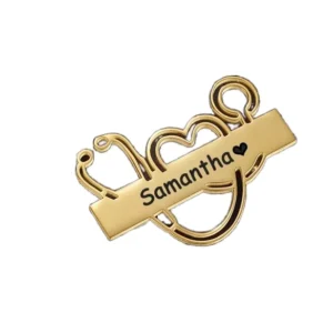 RENSINO Children’s European American Style Stainless Steel Silver Plated Heart Shaped Hollow Stethoscope Brooch Pins Personalized