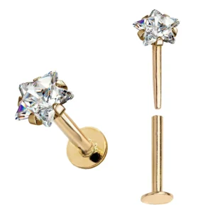 RENSINO Children’s Labret Piercing Jewelry Heart Shaped G23 Titanium 16G Flat Back Zircon Helix Cartilage Tragus Earrings Wedding