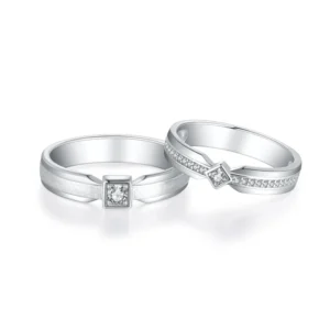 RENSINO Chinese Jewellery Manufacturer Custom 925 Sterling Silver Free Tarnish Cubic Zircon Couple Ring Fine Jewelry Rings
