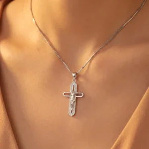RENSINO Christian Charm Pendant Jewelry Rhodium Plated 925 Sterling Silver Cross God Retro Unisex Fine Jewelry