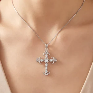 RENSINO Christian Charm Pendant Jewelry Rhodium Plated Cubic Zirconia Cross God 925 Sterling Silver Fine Jewelry