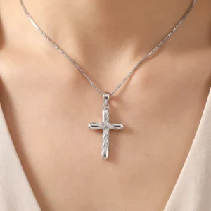RENSINO Christian Charm Pendant Jewelry Rhodium Plated Cubic Zirconia Cross God 925 Sterling Silver Unisex Gift Fine Jewelry