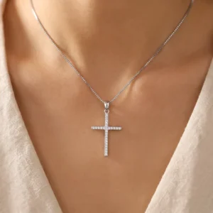 RENSINO Christian Cross God Retro Charm Pendant Rhodium Plated Cubic Zirconia 925 Sterling Silver Unisex Fine Jewelry Gift