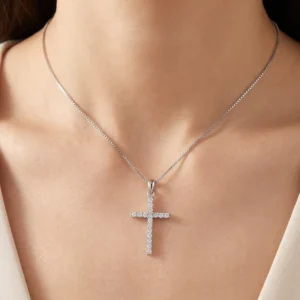 RENSINO Christian Religious Cross God Pendant 925 Sterling Silver Rhodium Plated Cubic Zirconia Fine Jewelry Unisex Charm