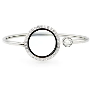 RENSINO Classic 25mm Stainless Steel Crystal Pendant Locket for Charm Bracelets DIY Accessories Making Wedding Party Gifts