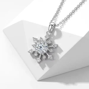 RENSINO Classic 6-Prong Moissanite Necklace 925 Sterling Silver Rhodium Plated 1.0 Carat D Color VVS1 Certified Solitaire Pendant