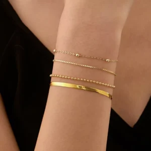 RENSINO Classic 925 Sterling Silver Adjustable Flat Snake Bead Box Chain Bracelet For Women