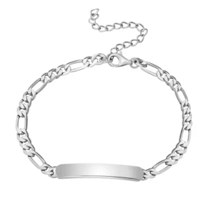 RENSINO Classic 925 Sterling Silver Figaro Chain Supports Customized Logo Men’s and Women’s Unisex Jewelry Bracelet