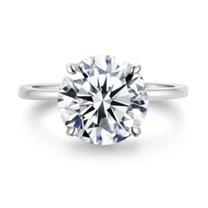 RENSINO Classic 925 Sterling Silver Round Brilliant Cut Zircon Wedding Ring Rhodium Plated for Women’s Party and Anniversary